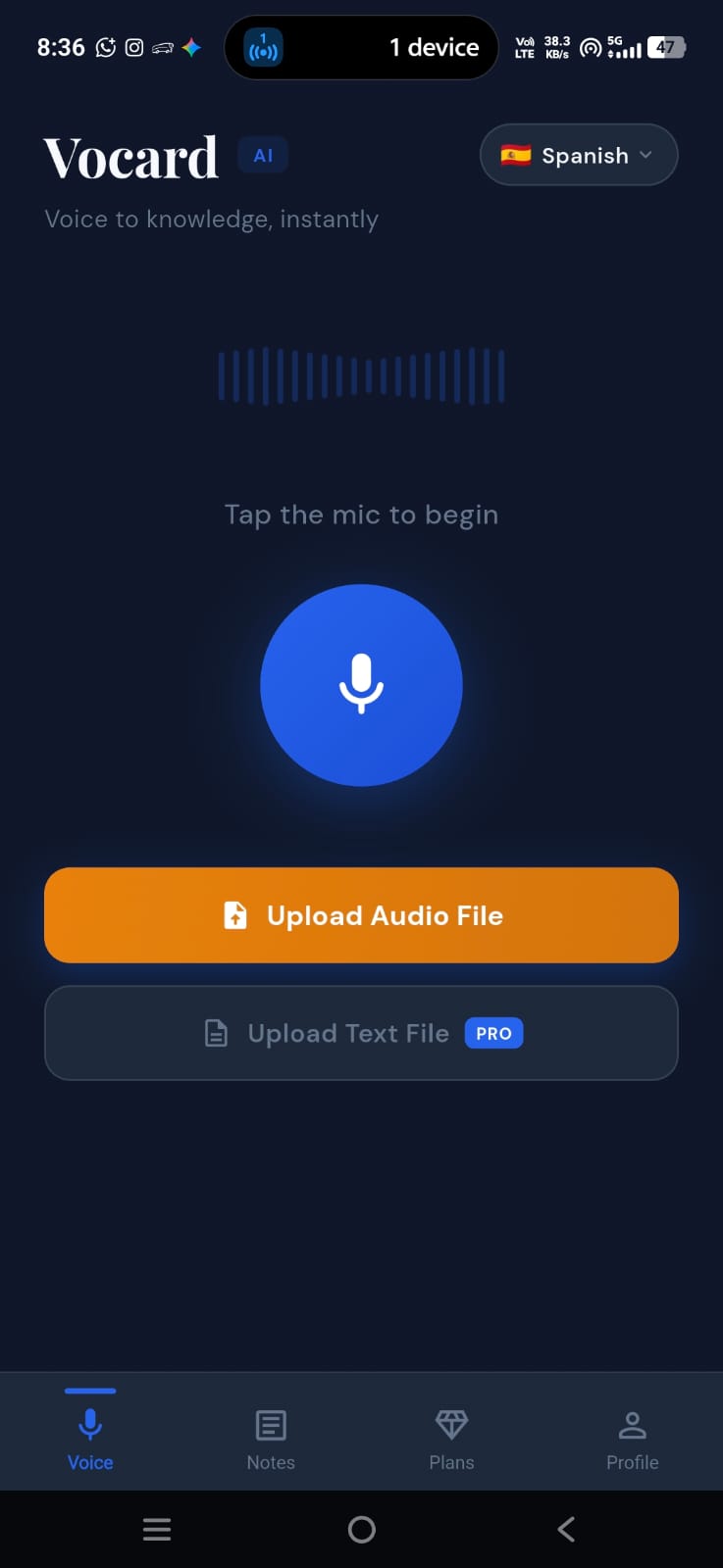 One tap to record